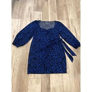 AVA & VIV plus size black and royal blue polkadot, dress size 2X